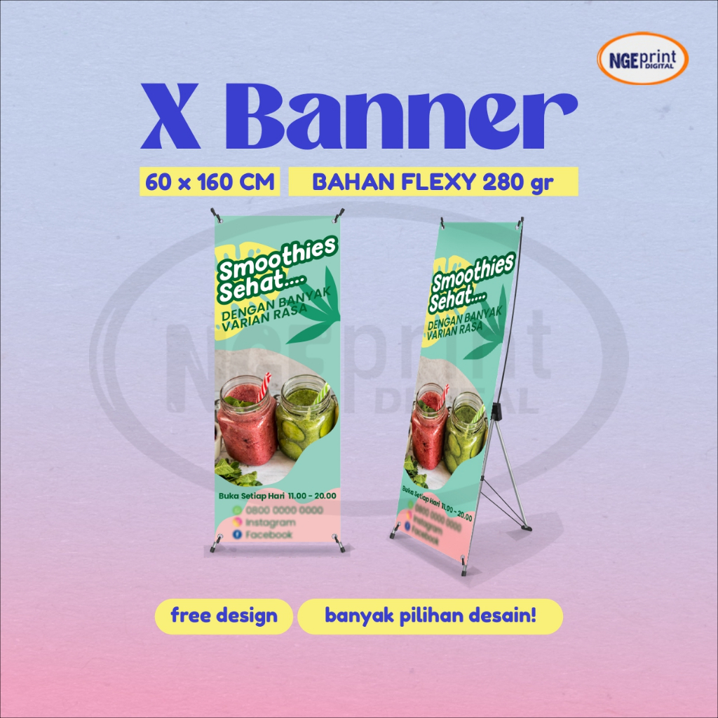 [Tebal 280 Gsm] Cetak X Banner Wisuda 60x160 Premium / X Banner Wedding Custom / X Banner Sidang Skr