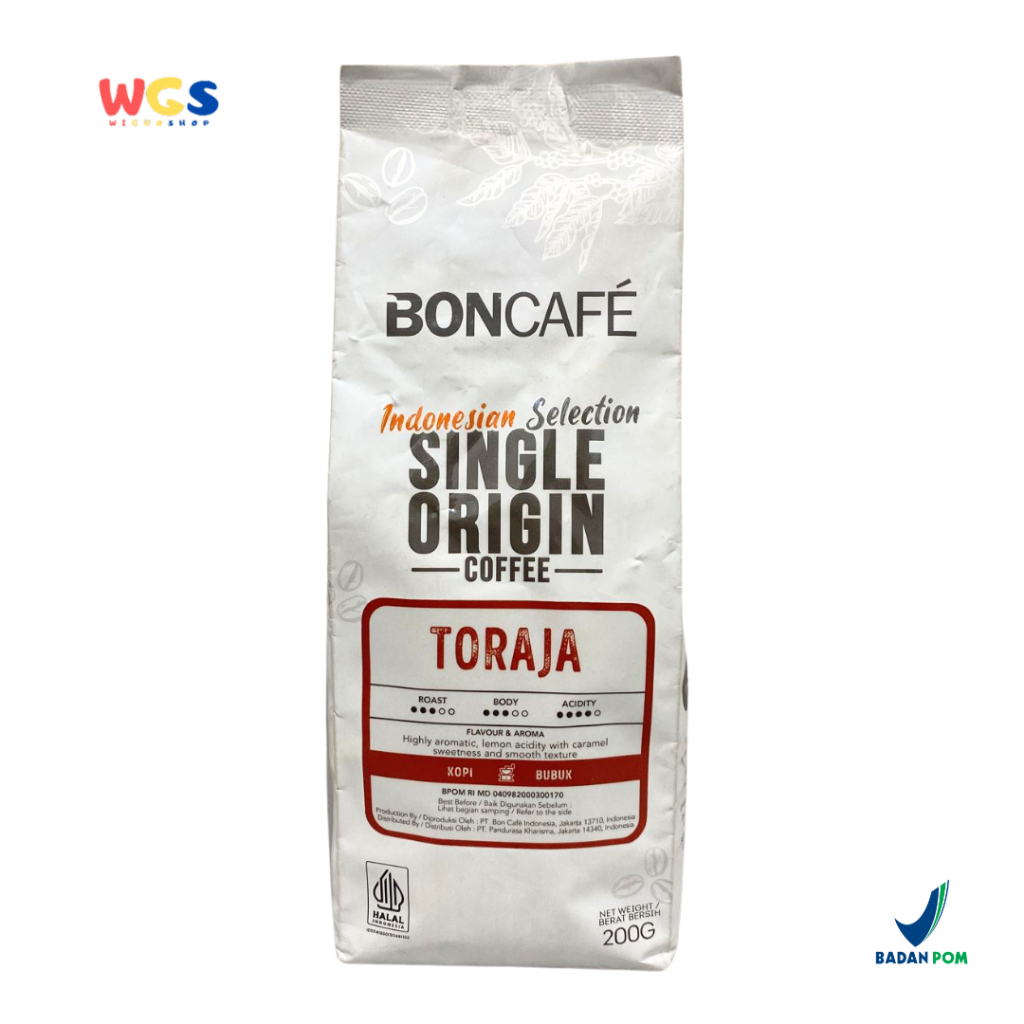 

BONCAFE Toraja Single Origin Roasted Arabica 100% Ground Coffee 200g - Kopi Bubuk Toraja
