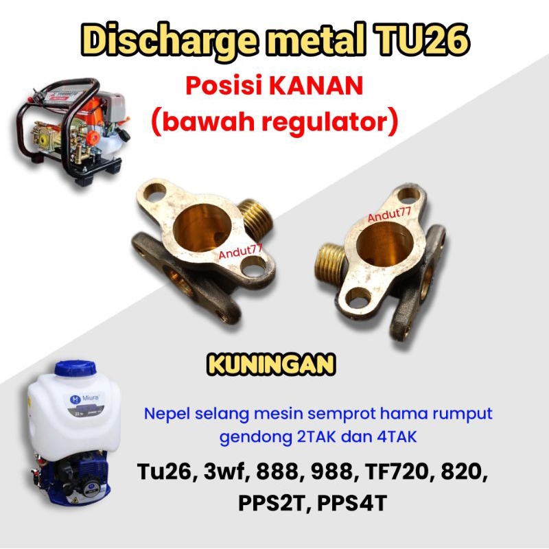 Left discharge nepel kiri sprayer gendong TU26 Brass kuningan mesin semprot hama rumput padi - knaps