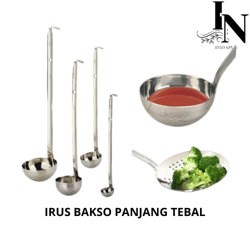 Irus bakso Panjang Tebal Stainless stell 6 oz / irus soup centong bakso kuah stainless stell Tebal