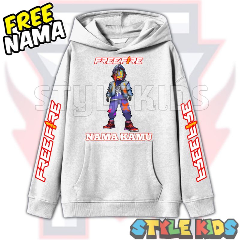(BISA COD) FREE NAMA Jaket Hoodie Anak Laki laki Perempuan Logo Karakter Char Bundle Free Fire FF FR