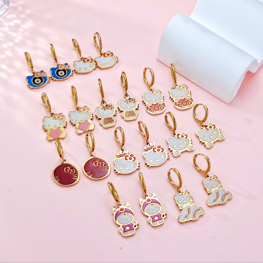 YooHaeng - KITTY Anting Jepit Dancing Titanium Model Hello Kitty A0178