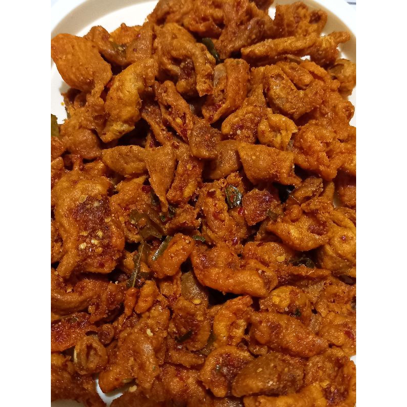 

keripik kulit ayam crispy pedas kerupuk kulit ayam pedas daun jeruk
