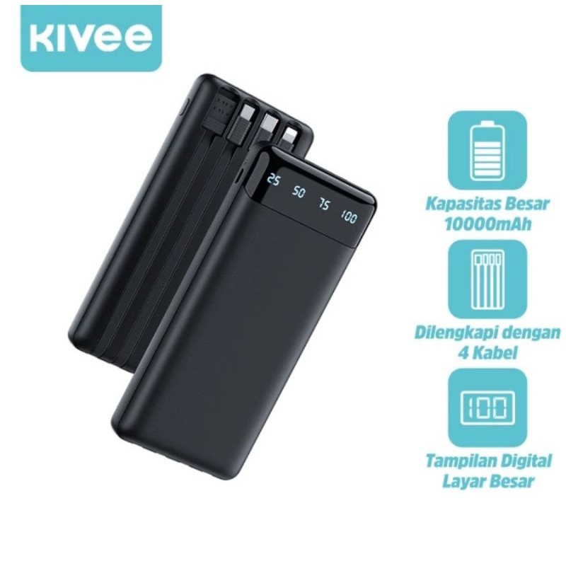 Kivee PT155 Powerbank 10000 mAh Baterai Lithium Senter Multifungsi