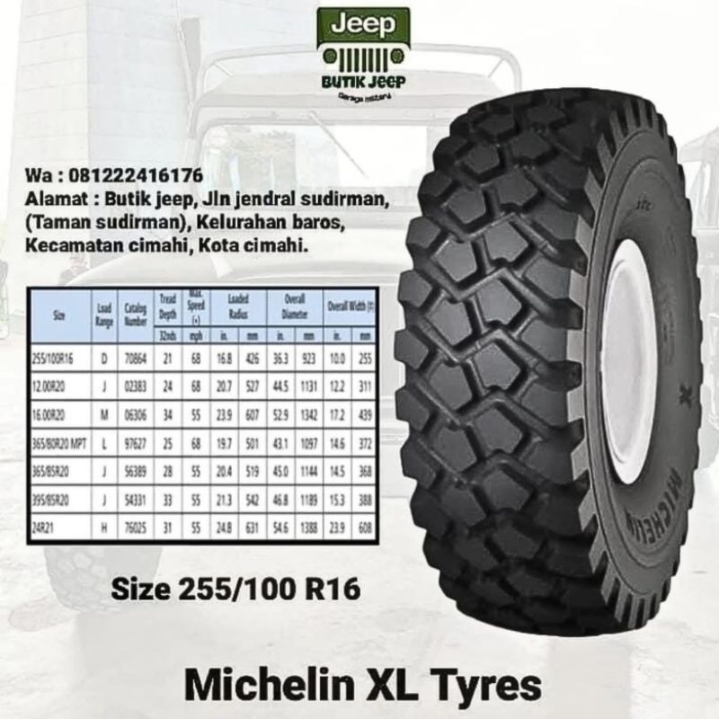 MICHELIN, XZL, TyresSize 225/100 R16