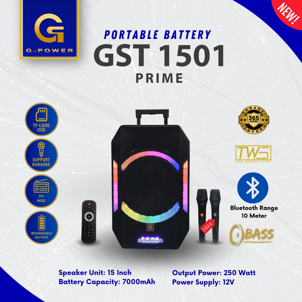 G-POWER Speaker Meeting Gst-1501 Prime 15 Inch - Speaker Bluetooth Portable Super Bass