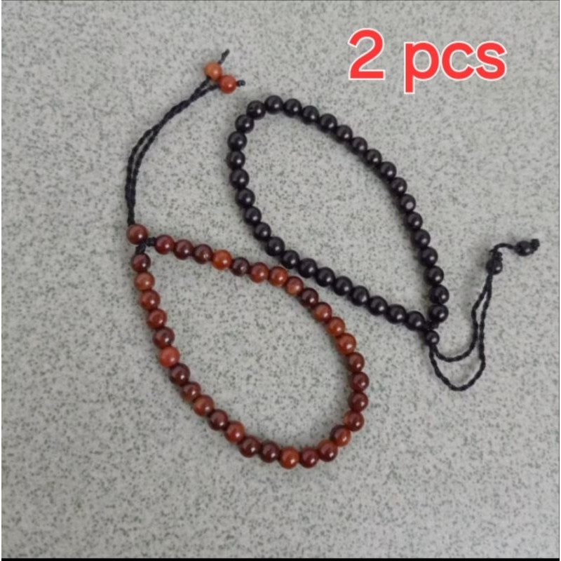2pcs gelang Batu Bulat Tasbih kaoka kesehatan Aksesosoris jogja oleh oleh Hitam Coklat