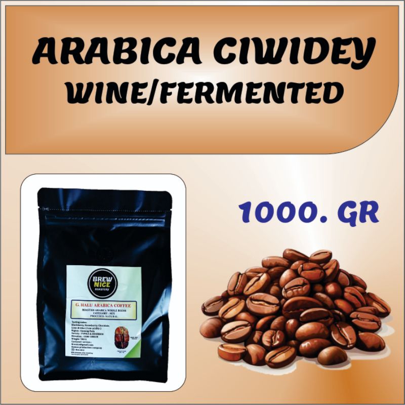 

FERMENTED WINE PROCESS. KOPI ARABIKA ROASTED, ARABICA COFFEE. CIWIDEY 1000 GR