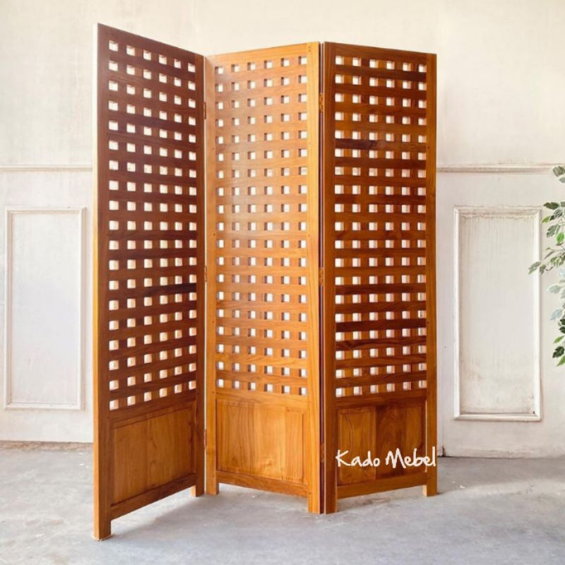penyekat ruangan minimalis jati / sketsel kayu jati / partisi minimalis