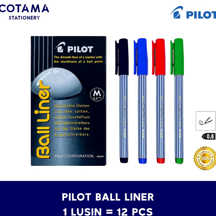 

STOK SEDIKIT Pulpen Pilot Balliner Bolpoin Ball Liner 8 mm 1 lusin isi 12 pcs