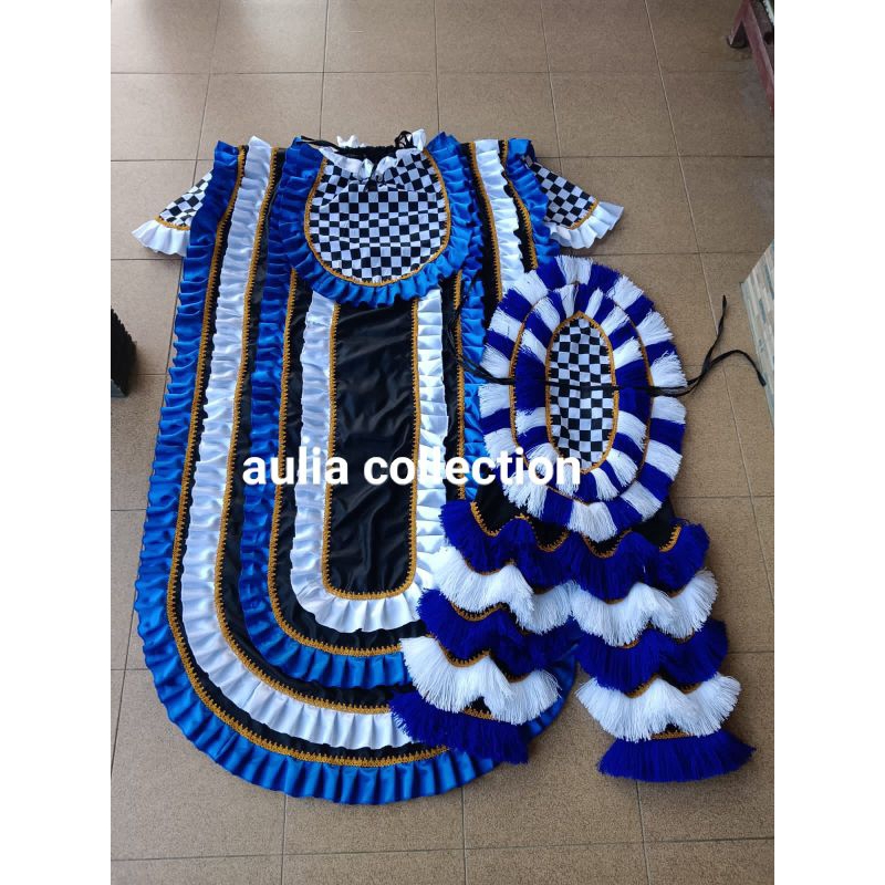 celana+kemul barongan ukuran dewasa warna biru tua putih