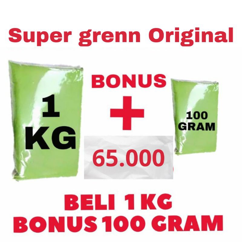 

SANJAYA BOTANICAL minuman energi penambah stamina bubuk hijau purli micro 1 kg bonus 100 gram