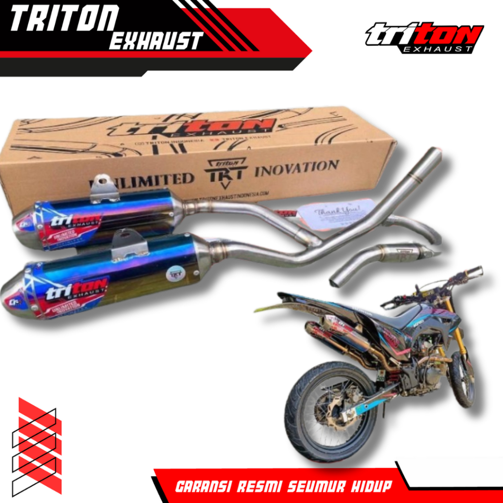 Knalpot Crf 150 Klx 150 Dtracker Wr 155 Double Slencer Fullsytem Original Triton Type Cr-5