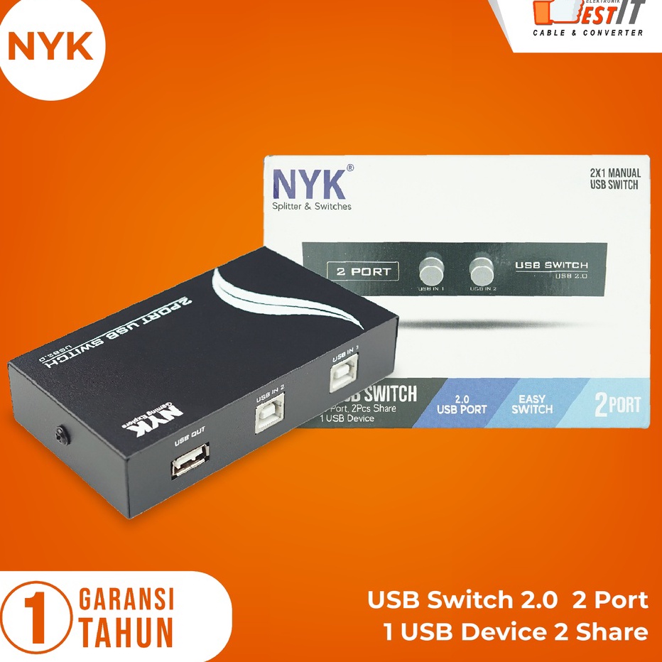 MURAH USB Switch Manual Printer 2 Port  Data Switcher 12 USB Printer NYK