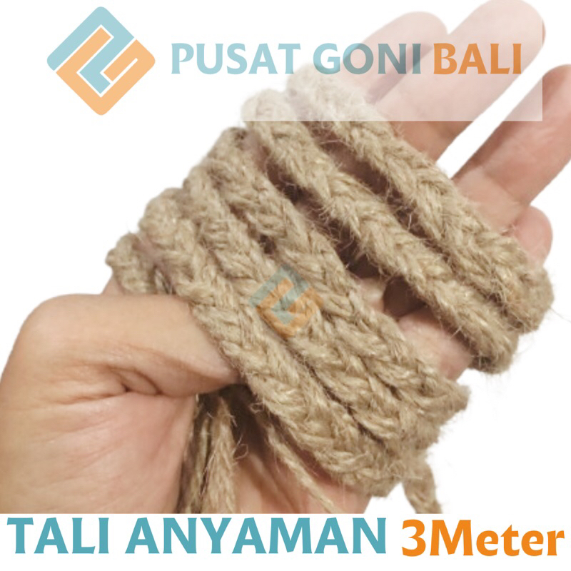 Tali Anyaman Goni 1cm - Tali Kepang Gomi 3meter - Tali Rami - Tali Dekorasi - Jute Rope - Tali Goni 