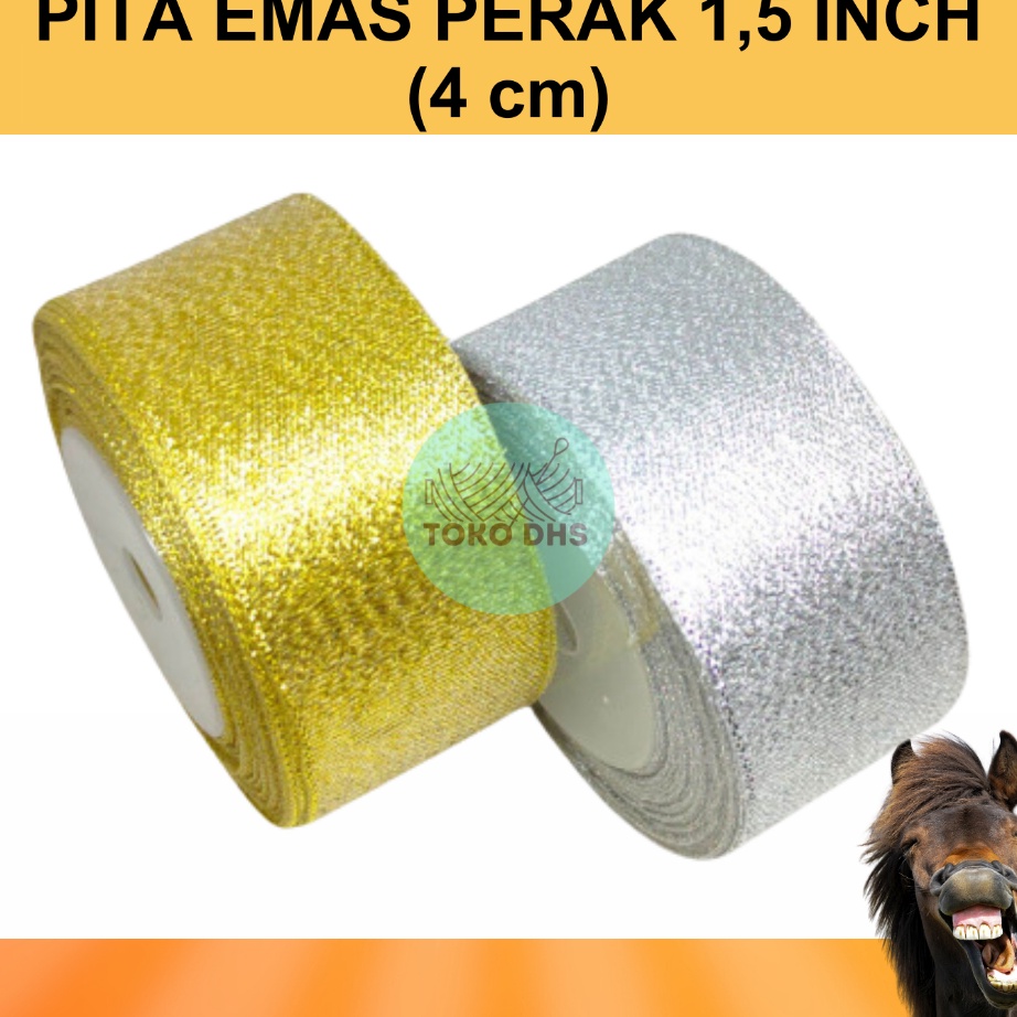

PRODUK TERBARU Pita Emas Perak 15 Inch 4 Cm Pita Glitter