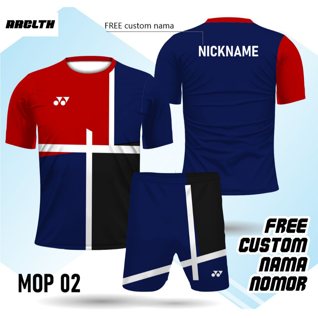 SETELAN Jersey Badminton Lengan Pendek Free Custom