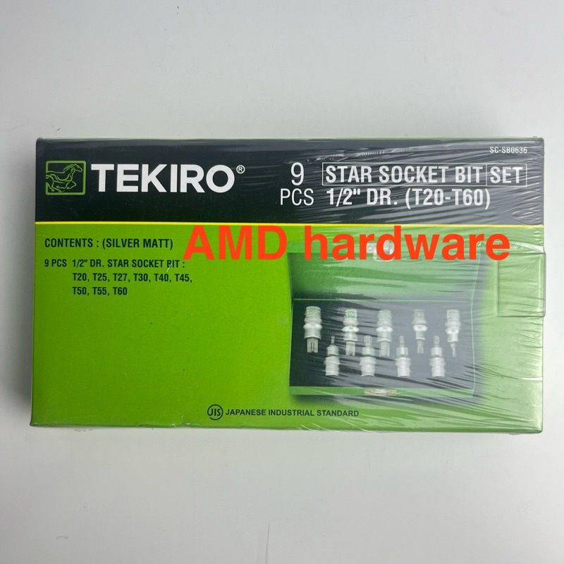 ORIGINAL TEKIRO DR STAR BIT SOCKET SET 9 pcs MATA SOCK BINTANG 1/2" inch KUNCI SOK L 9pcs 1/2in T20 