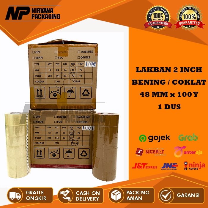 

LAKBAN BENING & COKLAT 2 INCH - 48 MM X 100 YARD FULL KUALITAS DAIMARU 1 DUS