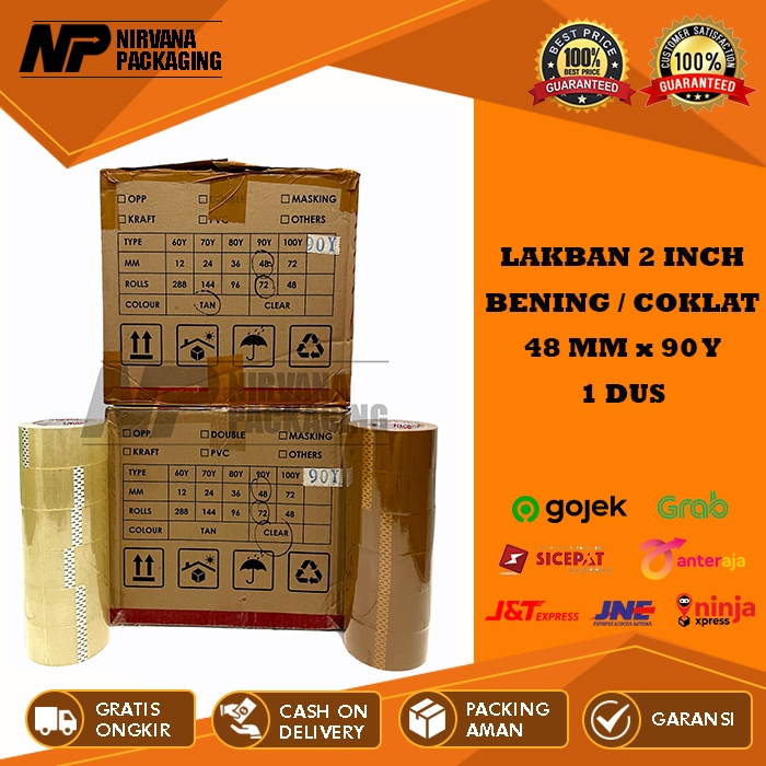 

LAKBAN BENING & COKLAT 2 INCH - 48 MM X 90 YARD FULL KUALITAS DAIMARU 1 DUS