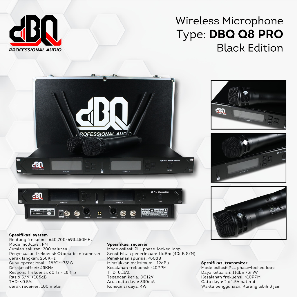 MICROPHONE DBQ Q8 PRO BLACK EDITION WIRELESS MICROPHONE/MIC WIRELESS DBQ BLACK EDITION/MIC Q8 PRO