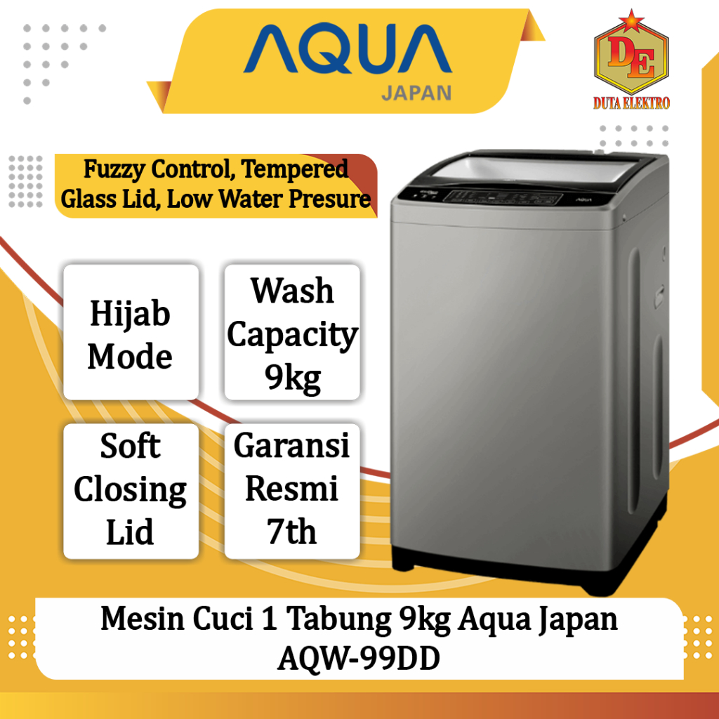 Mesin Cuci 1 Tabung 9kg Aqua Japan AQW 99 DD