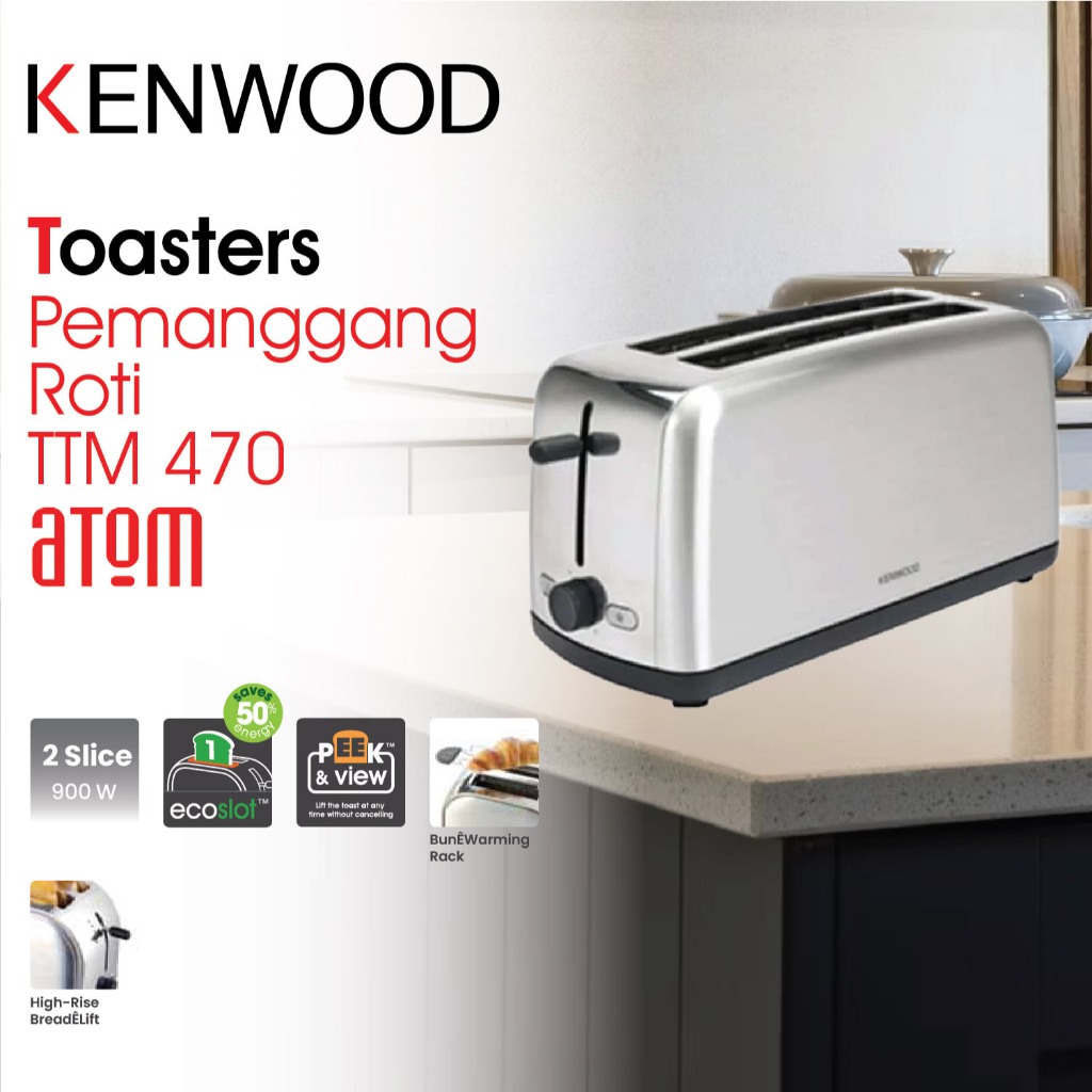 KENWOOD Toaster Pemanggang Roti 2 Slot 4 Slice - TTM470 - Garansi Resmi 1 Thn