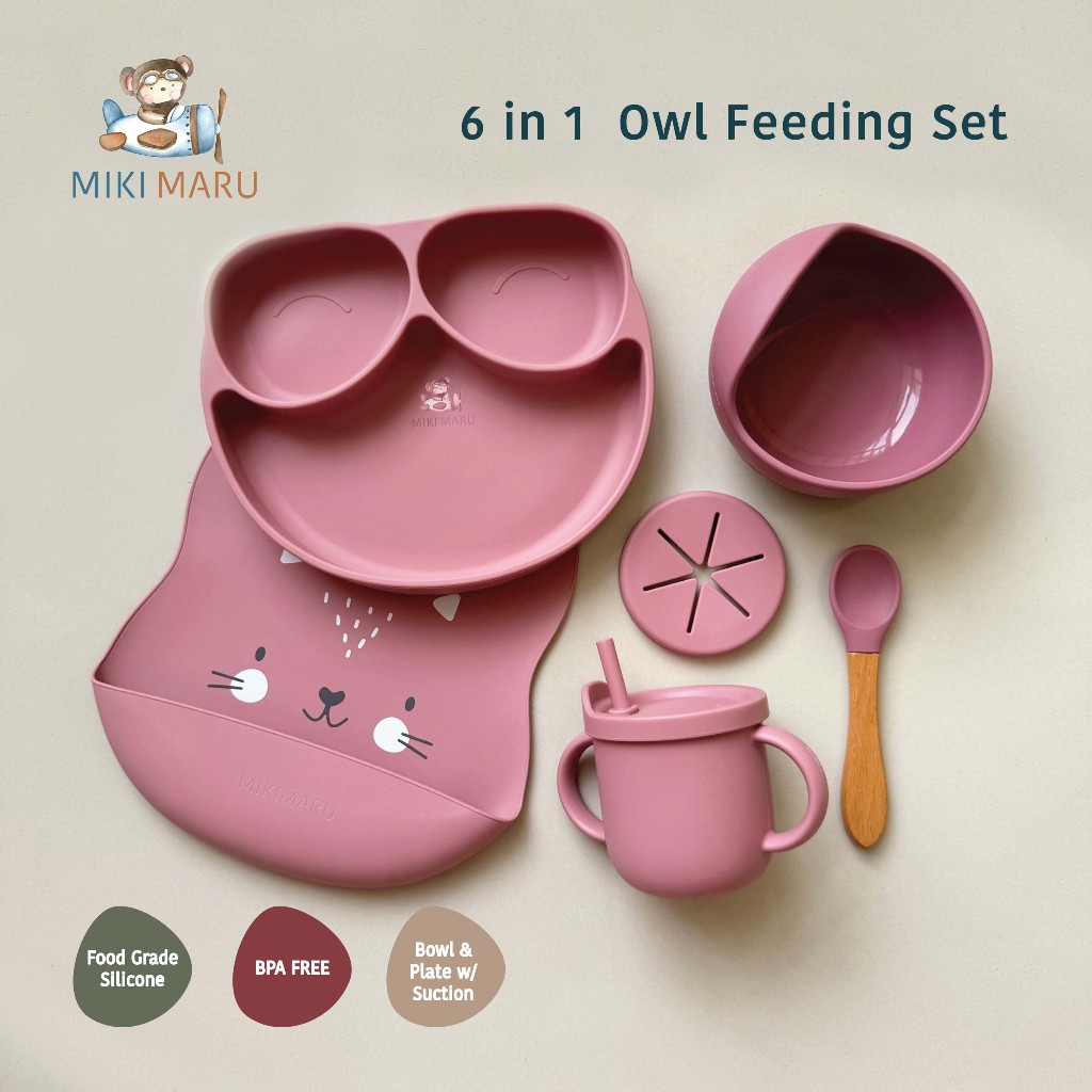 Mikimaru Silicone Feeding Set | Hampers Peralatan Makan Bayi Anak | Gift Set Alat Makan Bayi Anak Si