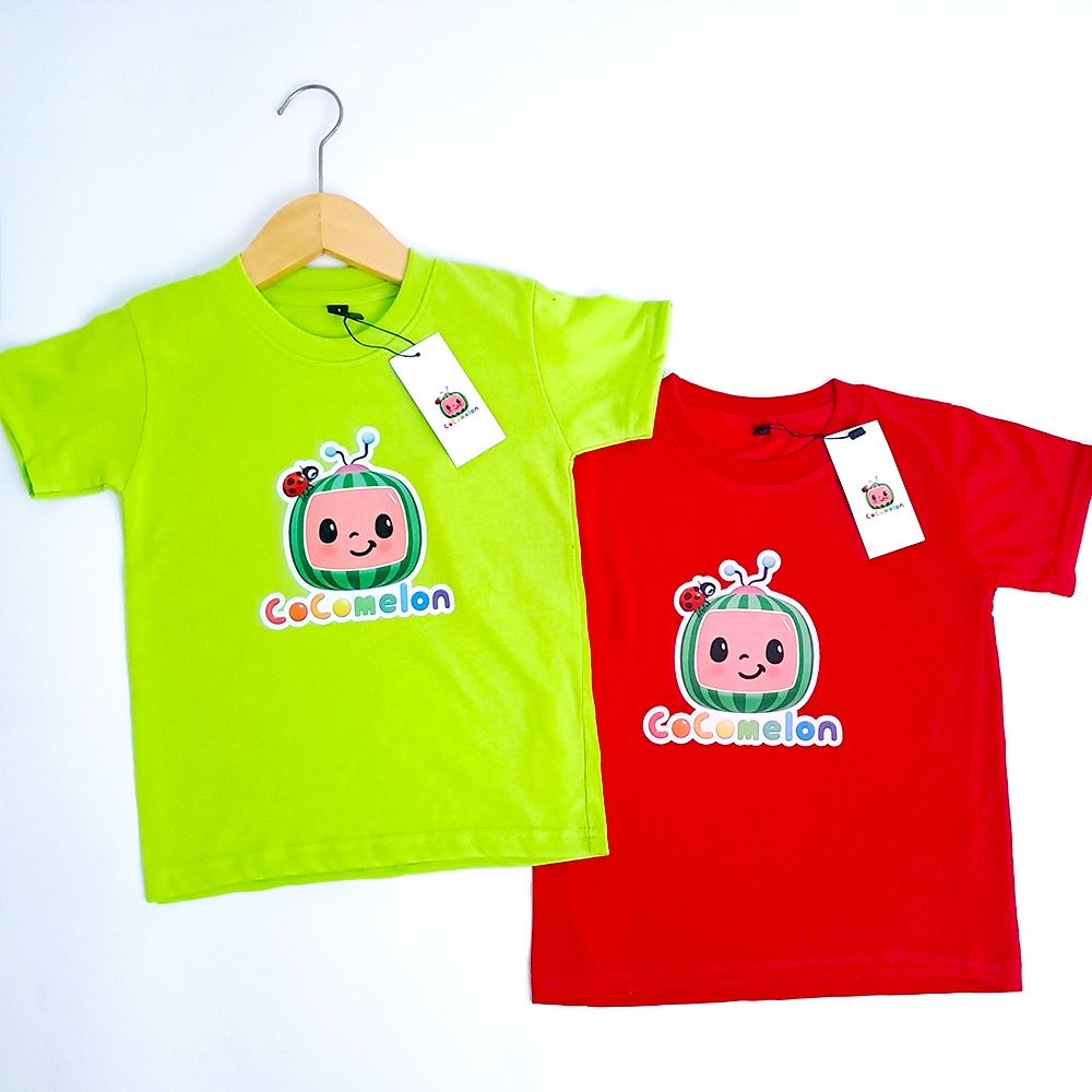 PAPOY KIDS Kaos Anak Laki Laki Perempuan 1-12 Tahun Baju karakter cowok cewek CCM LOGO COCOMELON