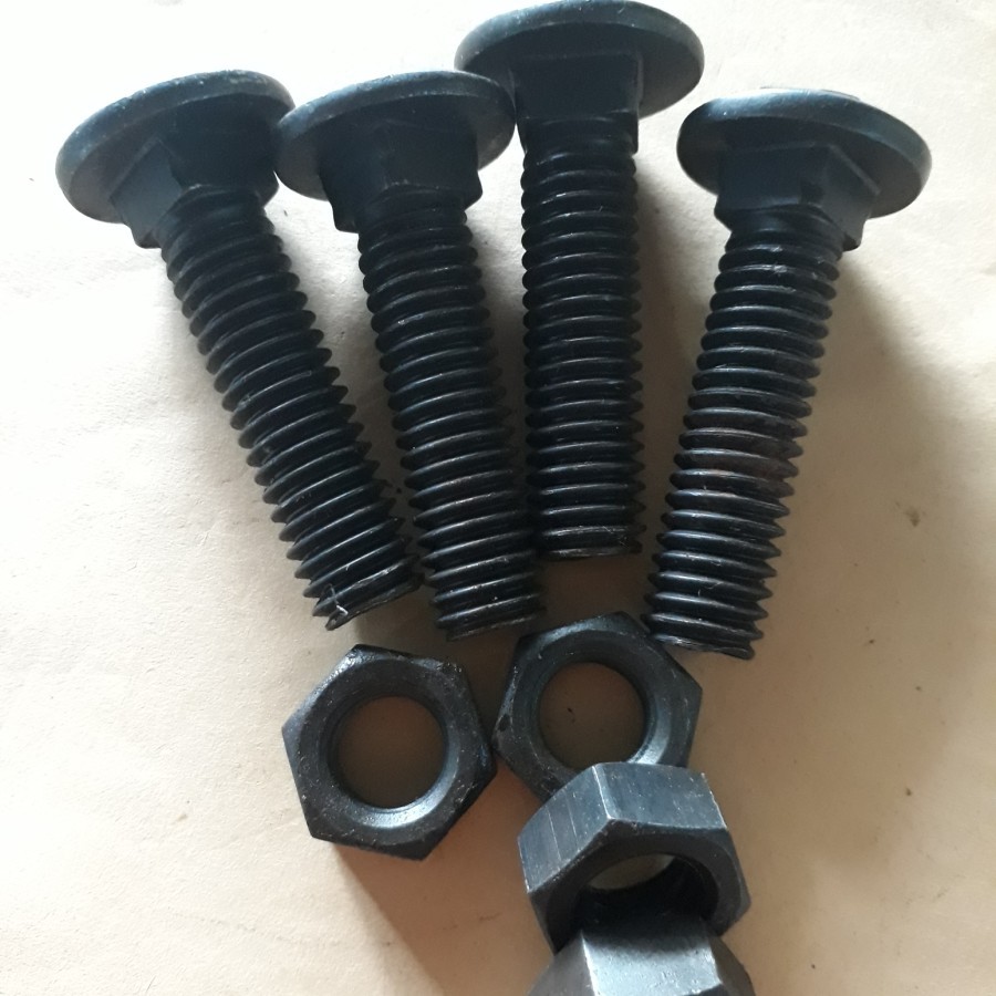 Baut + Mur CB 1/4x1 1/2/(Inchi)/Panjang 4cm/(Per 20 Pcs)/Baut Payung HItam/Kunci 10