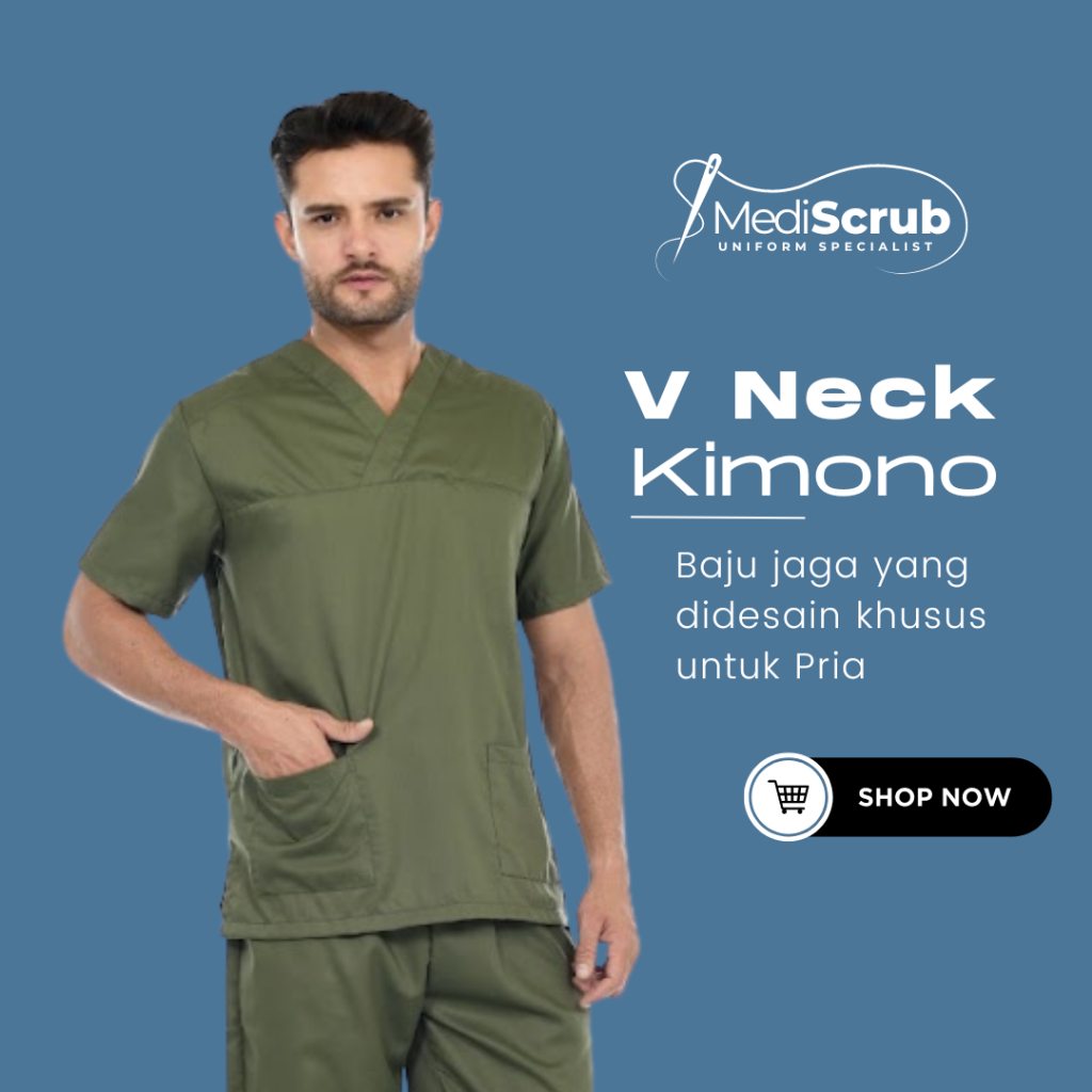 Baju Jaga OK UGD Dokter Perawat Model V Neck Kimono - Mediscrub