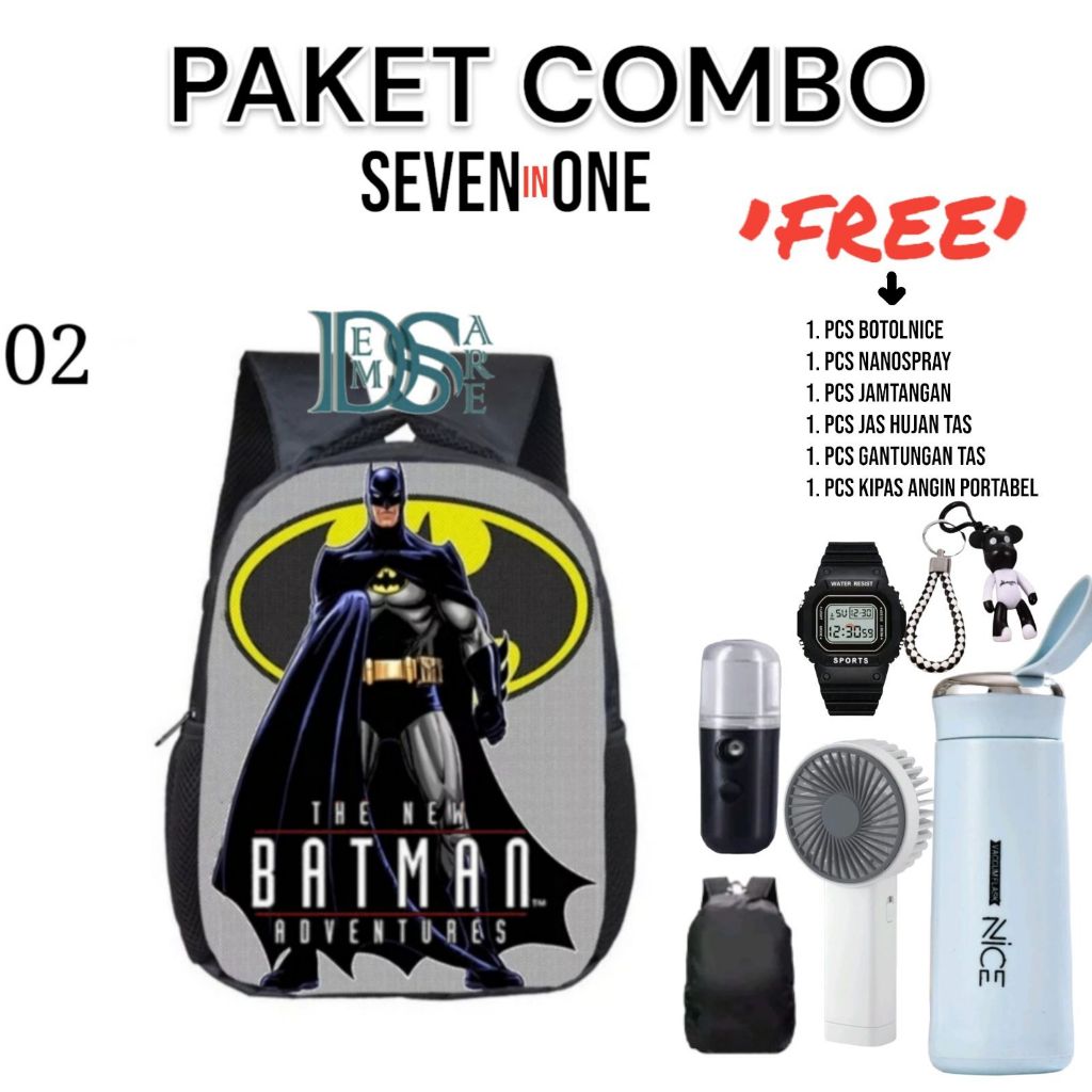 TAS KITO - TAS RANSEL ANAK SEKOLAH COWOK PAUK TK SD NGAJI TERBARU KARAKTER BATMAN BANYAK BONUSNYA