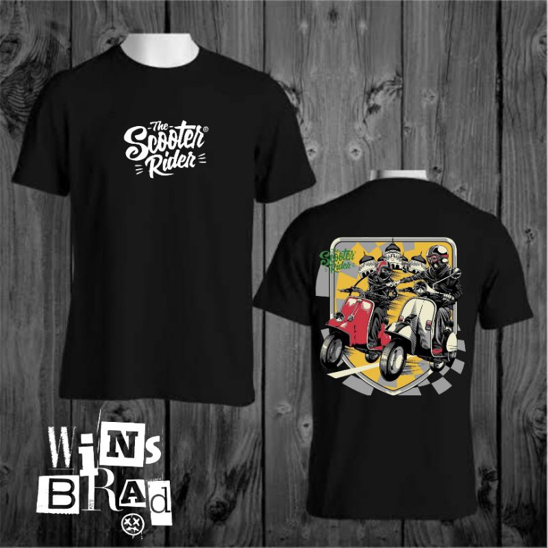 kaos distro pria premium motif vespa bahan catton combet 24s