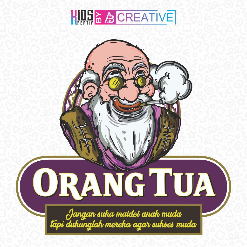DESAIN STIKER KAOS MODEL CAP ORANG TUA DENGAN SABLON PRAKTIS TINGGAL DISETRIKA AJA DAN ADA KATA KATA