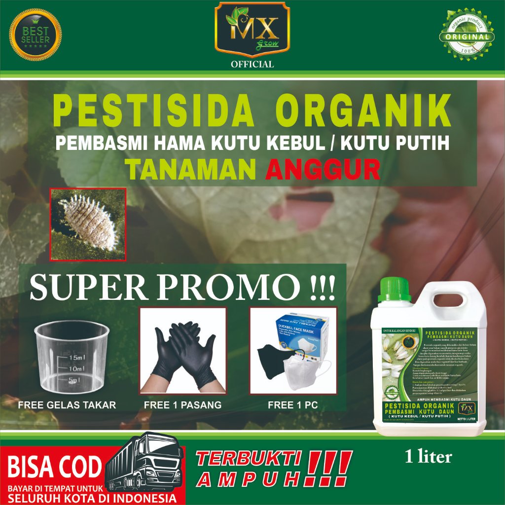 Pestisida Organik Pembasmi KUTU DAUN ( Kutu Kebul / Kutu Putih ) Untuk Tanaman ANGGUR 1 Liter
