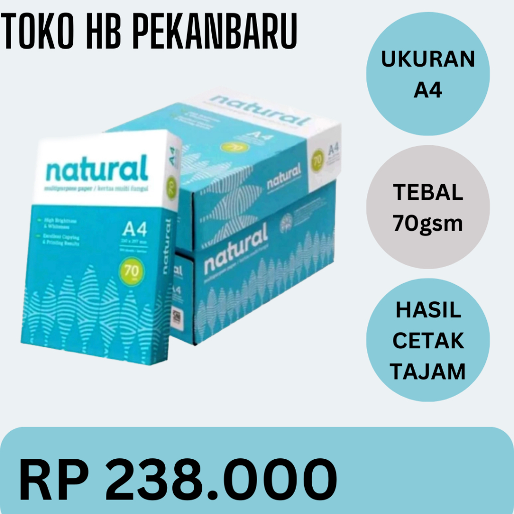 

1KOTAK (ISI 5 rim ) KERTAS HVS NATURAL A4 70GSM