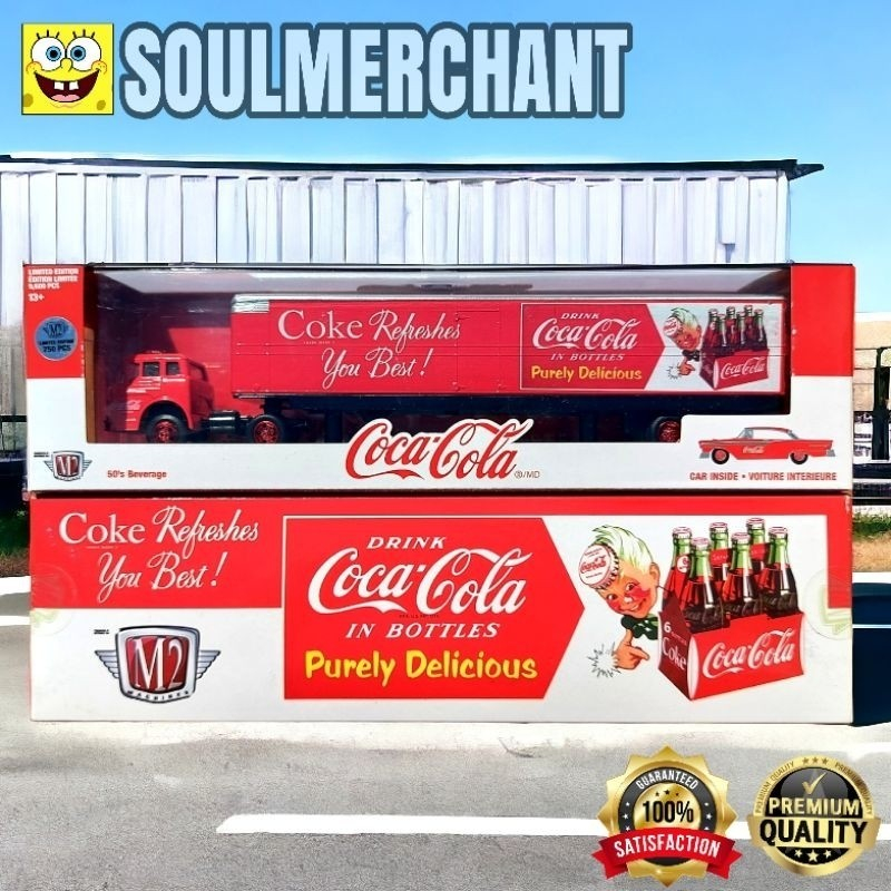 M2 COCA COLA CHASE CAR 1957 FORD C-600 & 1957 FORD FAIRLANE 500 - HAULER M2 MACHINES TRANSPORT TRUCK