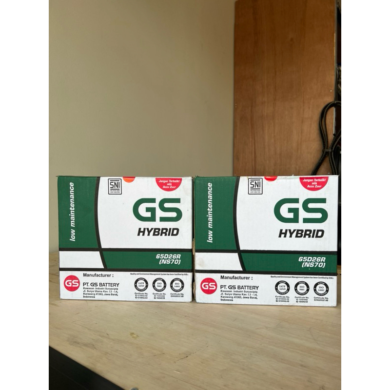Aki Accu Basah Mobil GS Hybrid Astra NS70 65D26R 12V-65AH (ASLI ORIGINAL)
