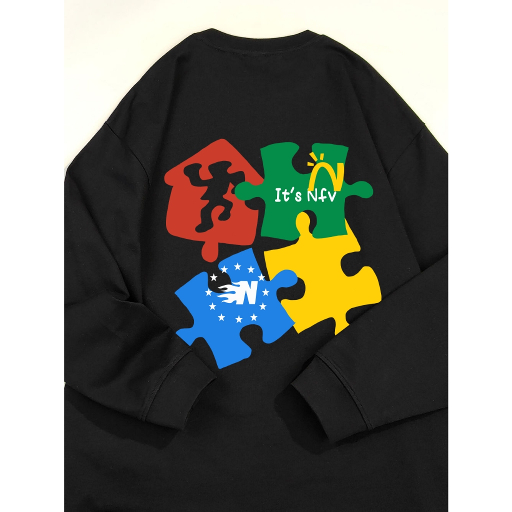 kaos pria Atasan kemeja lengan panjang pria motif kartun desain baru kaos warna hitam oversize pria 