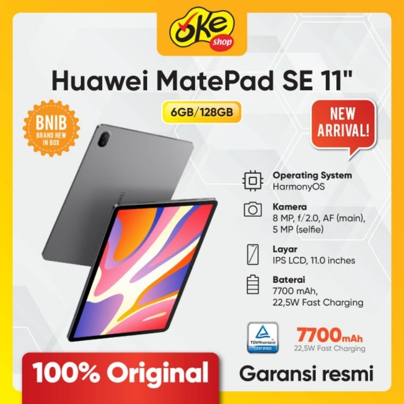 Huawei MatePad SE 11" RAM 6GB + 6GB ROM 128GB Nebula Gray - Garansi Resmi