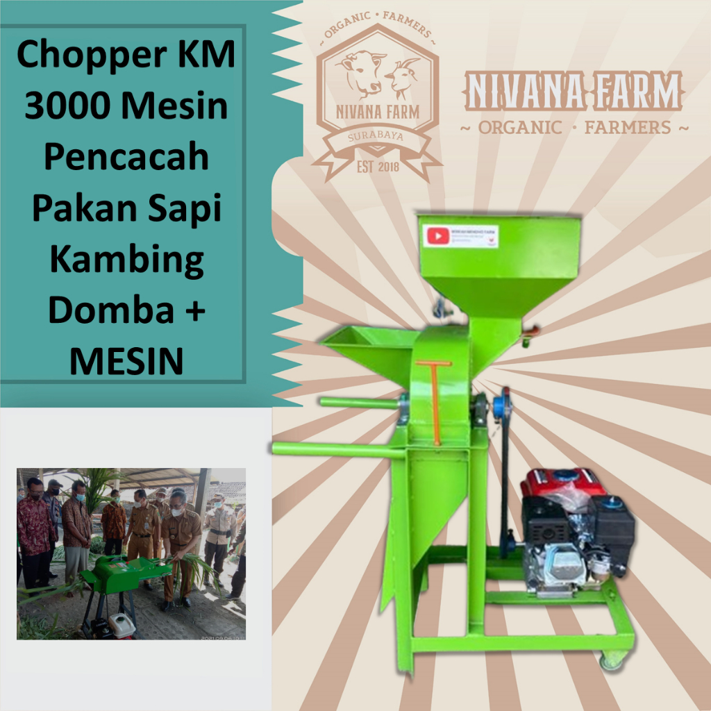 Chopper KM 3000 Mesin Pencacah Pakan Sapi Kambing Domba + MESIN