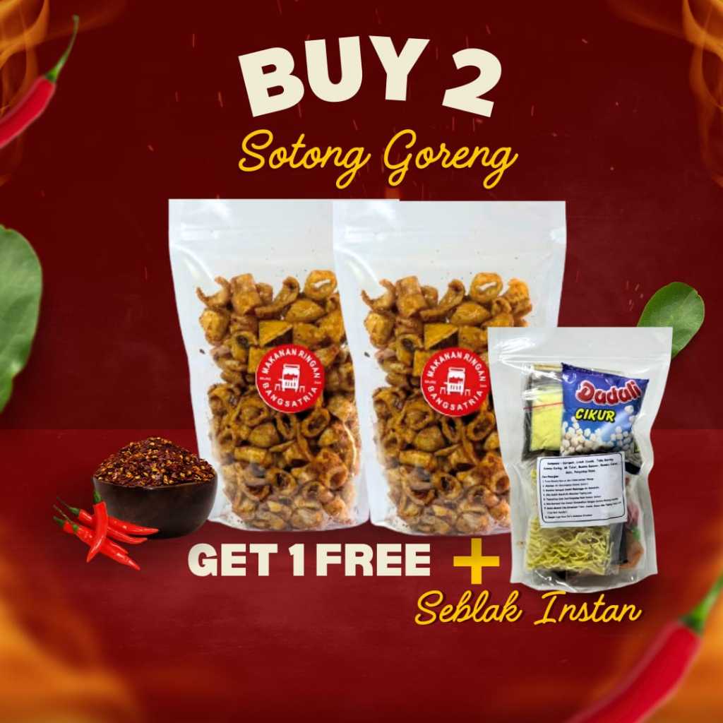 

BUY 2 SOTONG GORENG + FREE 1 SEBLAK INSTAN PAKET HEMAT (Bundling Buy2 Free1 Pedas Mantap)