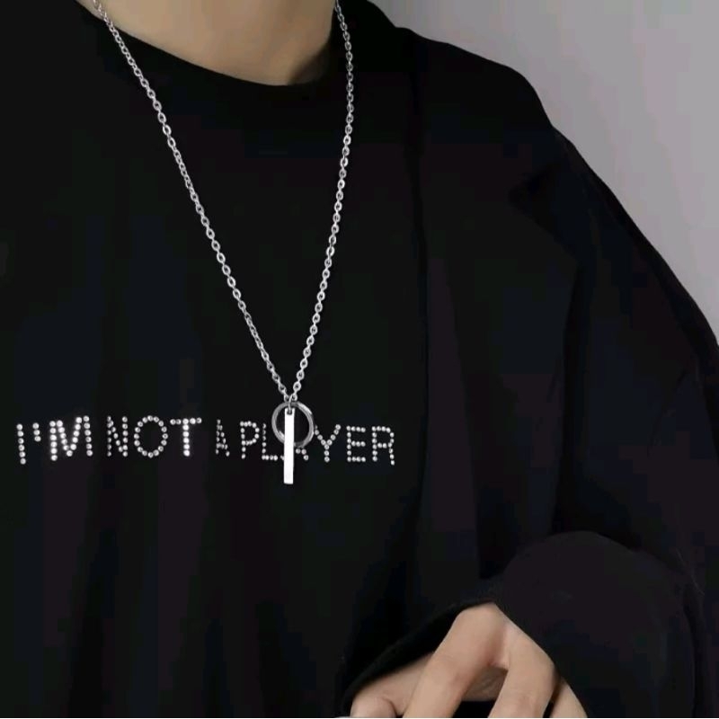 KALUNG TITANIUM PRIA MODEL HIP HOP TERBARU ANTI KARAT DAN TIDAK LUNTUR BALOK CICIN ELEGAN