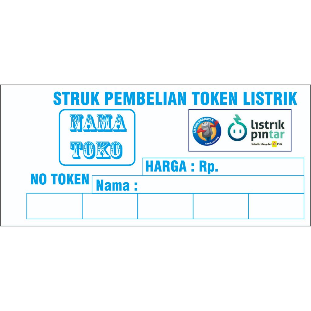 

STRUK TOKEN LISTRIK (50 lembar) bisa pakai nama toko