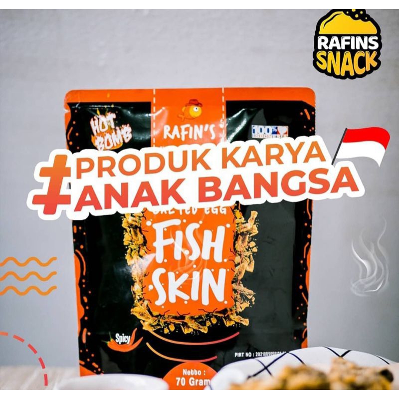 

HALAL Cemilan Keripik Makanan Rafins Salted Egg Kulit Ikan Rasa Original