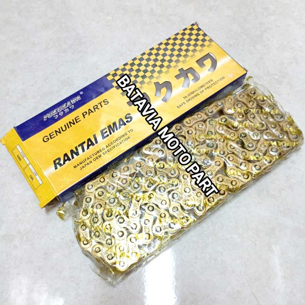 RANTAI MOTOR WARNA EMAS FUKUKAWA UKURAN 428H 130L EMAS