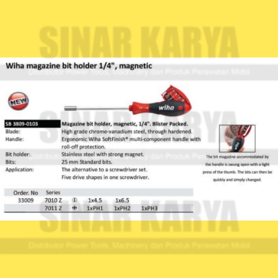 Obeng WIHA SB 3809-0103 Magazine Bit Holder ORIGINAL Germany Magnetic (33009)