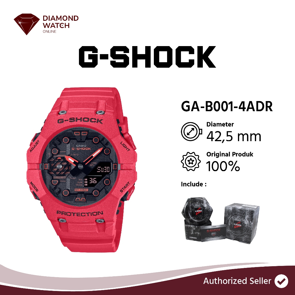Casio G-Shock Digital Analog 42.5mm Dial Black Red Strap GA-B001-4ADR