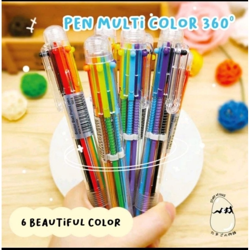 

Pulpen 6 Warna Pena Ballpoint Multicolor 0.7mm
