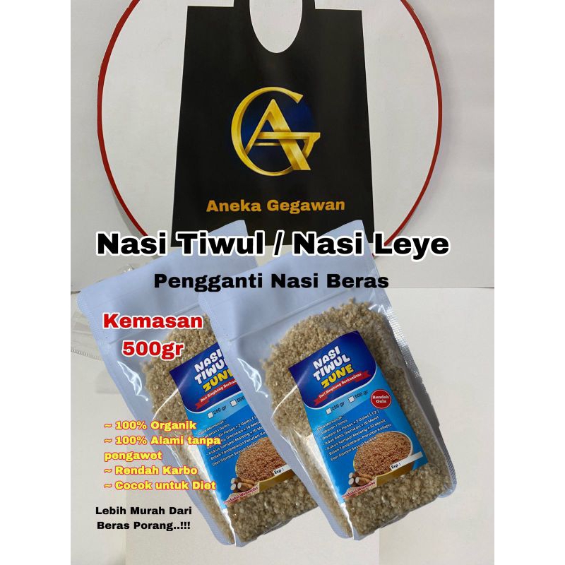 

Nasi Tiwul / Nasi Leye Khas Wonosobo kemasan 500gr, 100% organik dan rendah gula